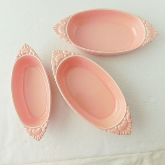 Miramar of California USA Pottery Pink Dishes Lot of 3 Vintage MCM Serving Candy - Picture 3 of 13